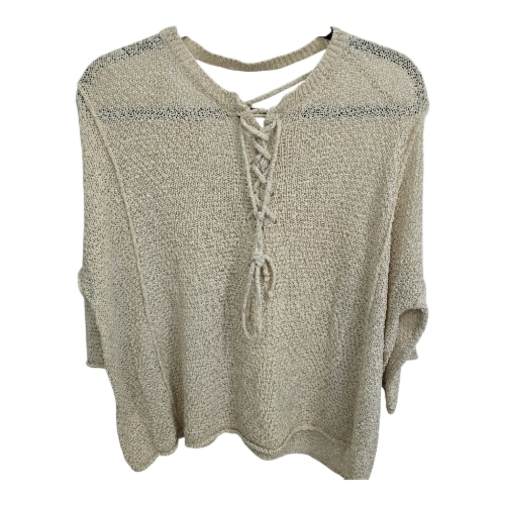 POL Women's Cream Sweater with Lace-Up Detail, Oversized, Never Worn